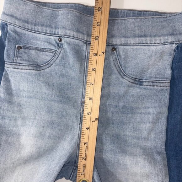 Spanx Distressed Skinny Slimming Jean Pull On Side Stripe Light Wash Blue Size S - Picture 13 of 15